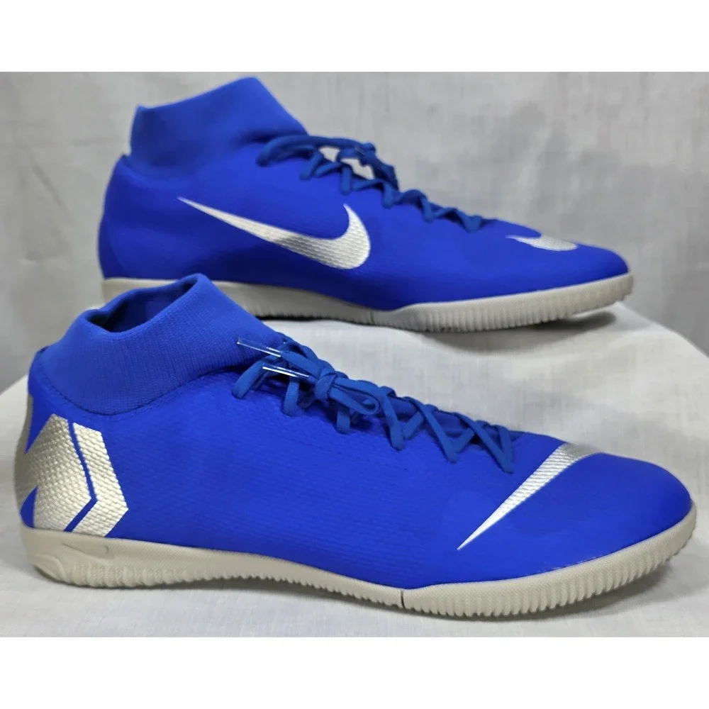 Nike Mercurial Superfly 6 Academy IC Indoor Soccer Shoes‎ Blue Silver AH7369-400